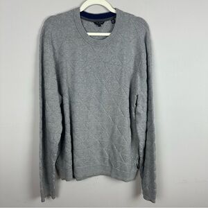 Ted Baker Light Gray Quilted Pattern Crewneck Sweater sz 6 /2XL
